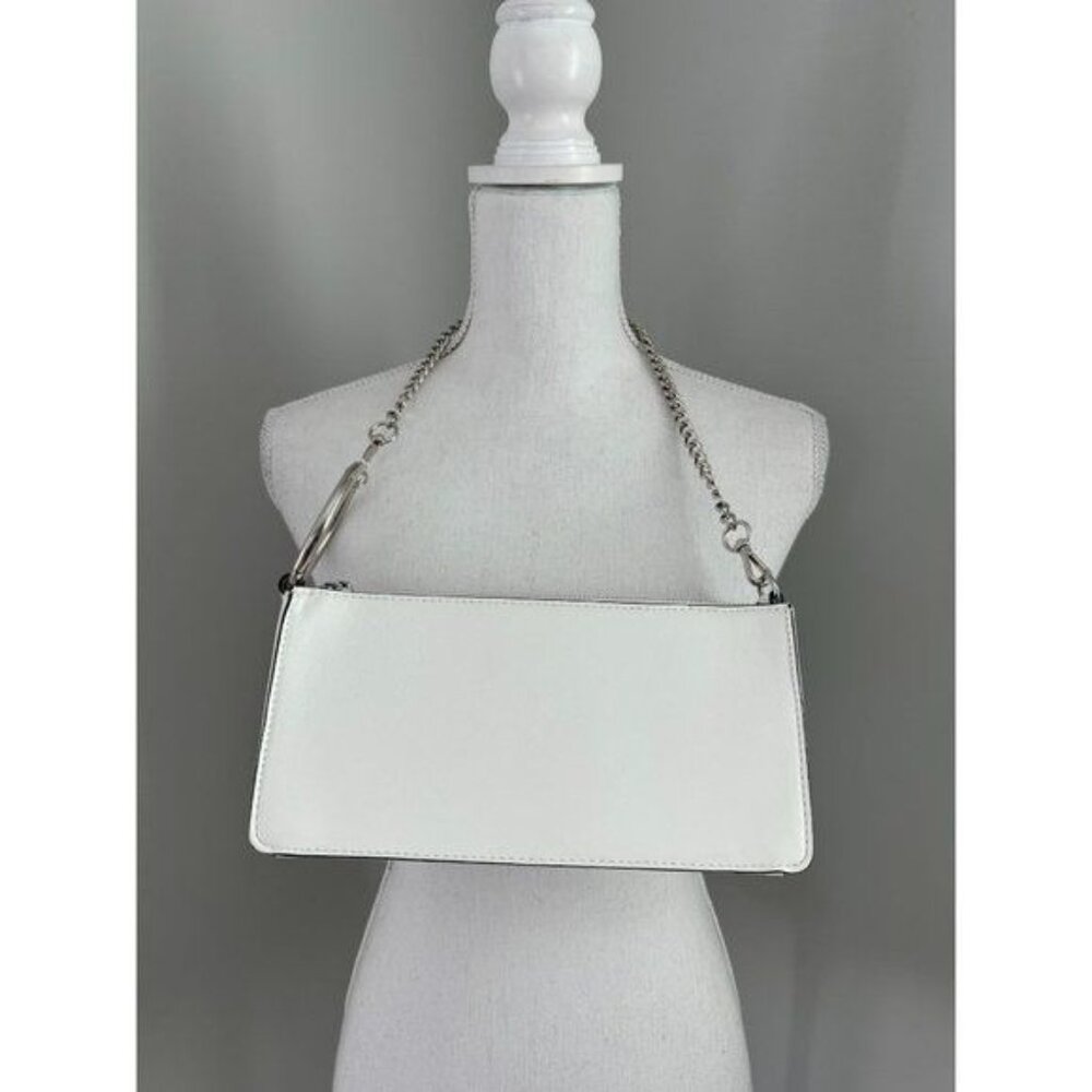 Nine West White Faux Leather Shoulder Bag | Floral Lining